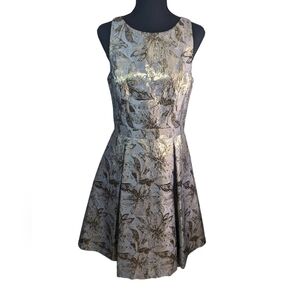 Eliza J gold brocade fit and flare.  Size 10 wedding guest holiday wear